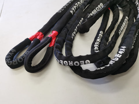 George4x4 Bridle Rope is constructed of a unique ultra-high molecular weight polyethylene material(UHMWPE), It is extremely high-strength and low-stretch. This Bridle rope has been fully sheathed into one piece, can be used as a tree trunk protector and extension for kinetic rope or snatch strap.  UV resistant, waterproof and more durable Very light, can float in water Both ends have protective sleeves and are fully sheathed Australian-made, Australian tested  13mm, Minimum Breaking force rated 14000kg