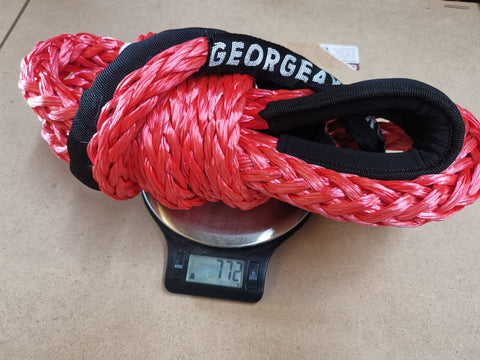 George4x4 Bridle Rope is constructed of a unique ultra-high molecular weight polyethylene material(UHMWPE), also known as Dyneema/Spectra. It is extremely high-strength and low-stretch. Description:  UV resistant, waterproof and more durable Very light, can float in water Both ends have protective sleeves and one sliding sleeve on the middle Australian-made, Australian tested Features:  14mm, rated 18000kg Visible colour-red