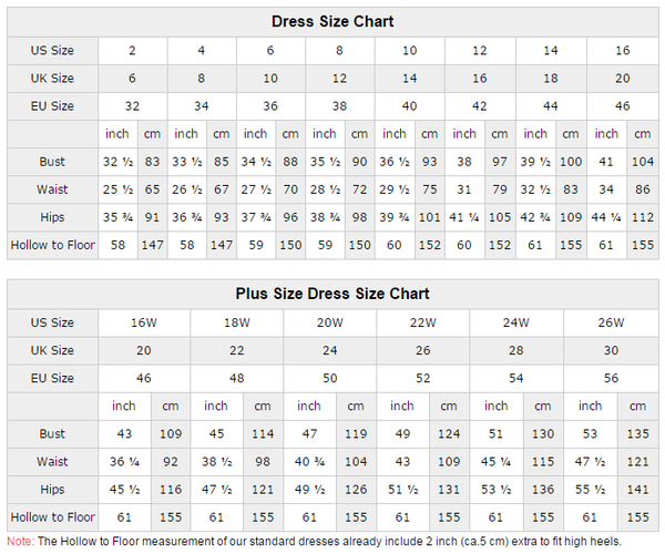 Size Chart - AnnaCustomDress.com