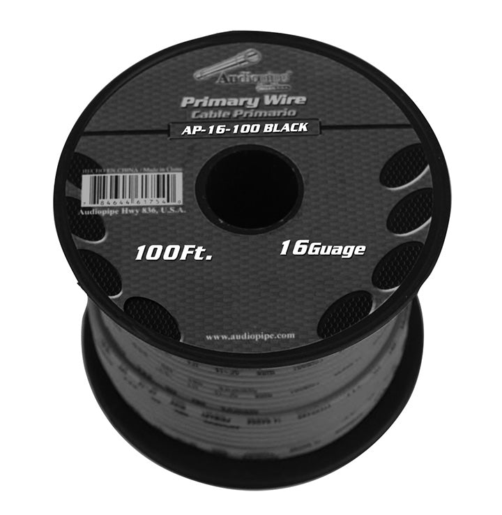  Audiopipe AP16100BK 16 gauge 100ft Black primary wire 