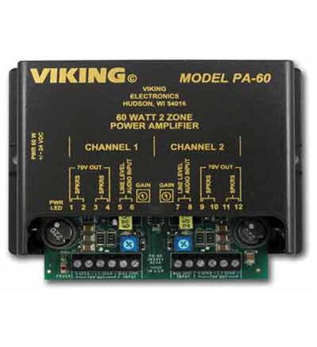  Viking electronics PA-60 60w Compact Two Zone Amplifier 