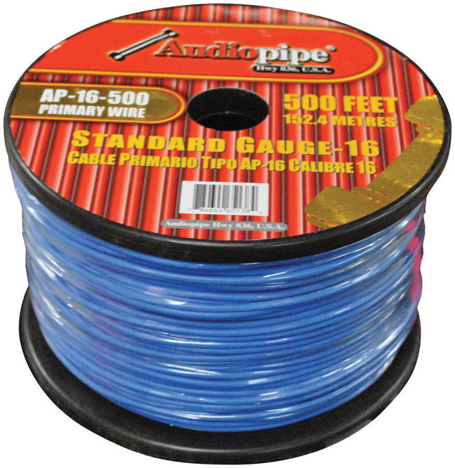  Audiopipe AP16500BL 16 Gauge 500Ft Primary Wire Blue 