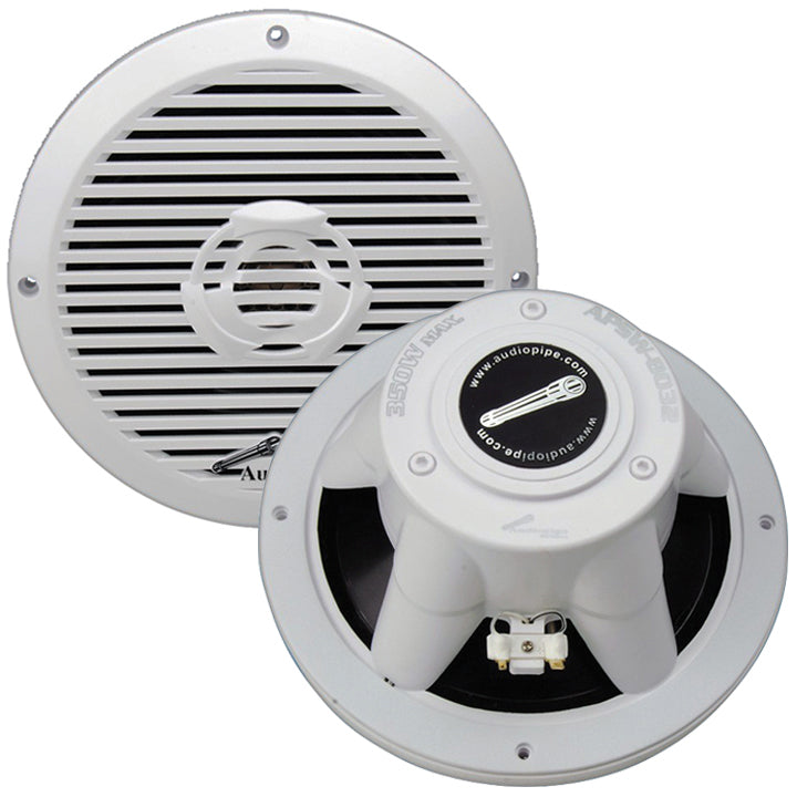  Audiopipe APSW8032 8" 350 Watt 2 Way Coaxial Marine Speaker White 