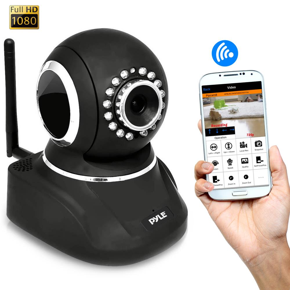  Pyle PIPCAMHD82BK Black IP WiFi Security Camera, Full HD 1080p w/Remote Surveillance 