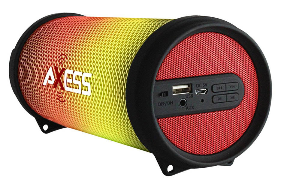  AXESS SPBL1043RD Vibrant Plus Bluetooth Speaker with Disco LED Lights In Red 