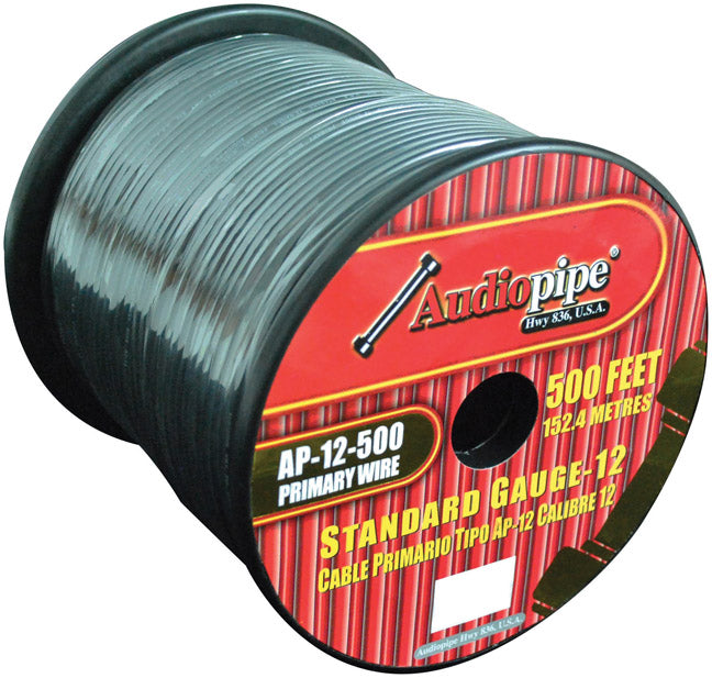  Audiopipe AP12500BK 12 Gauge 500Ft Primary Wire Black 