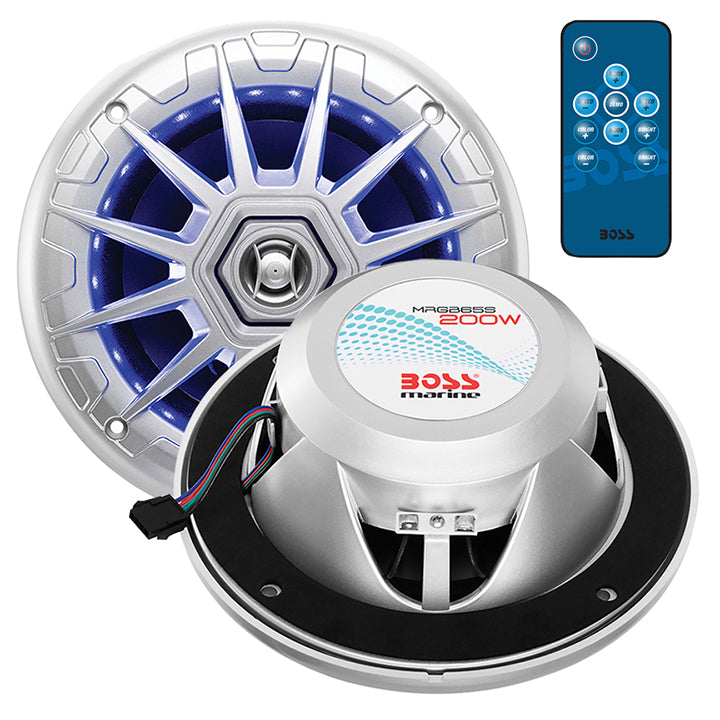  Boss Audio MRGB65S 6.5" 200 Watt 2 way Silver Marine Speaker pair 