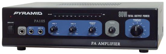  Pyle PA105 80 Watt Mic AC & DC 12 Volt PA Amp w/70V Output & Mic Talkover 