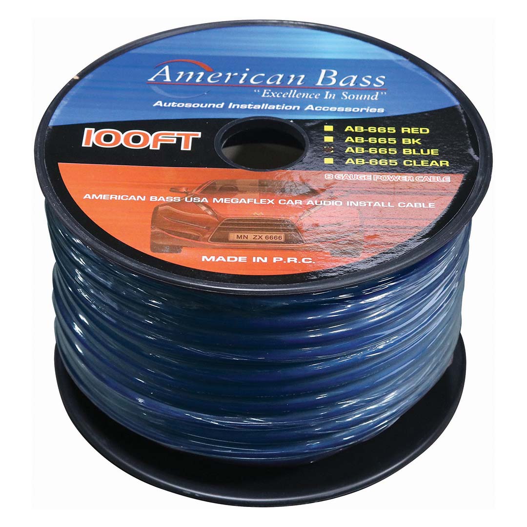  American Bass 8GBL Power Wire 8 Gauge 100 Foot Blue 