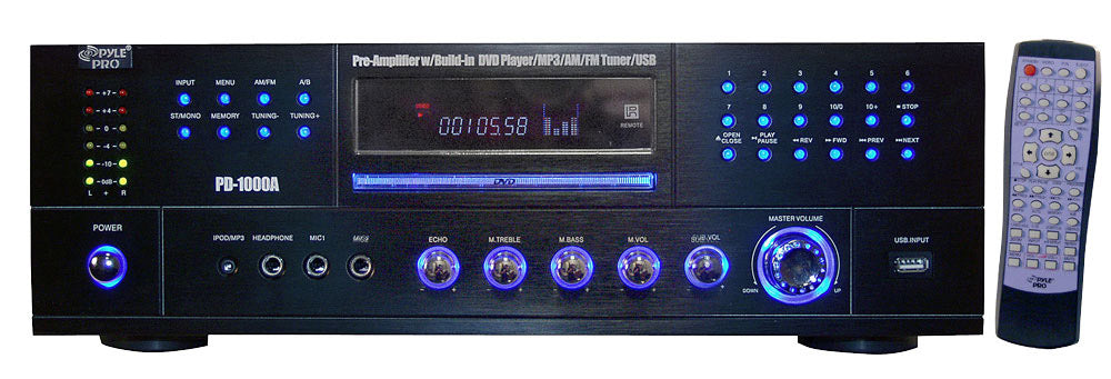  Pyle PD1000A Home Preamp Receiver DVD/CD/MP3 Player 