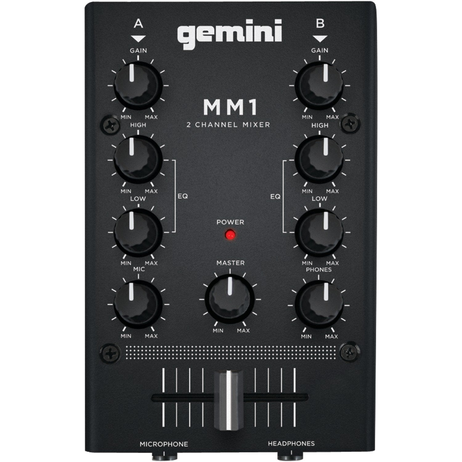  Gemini MM1 2-Channel Analog Mini DJ Audio Mixer 