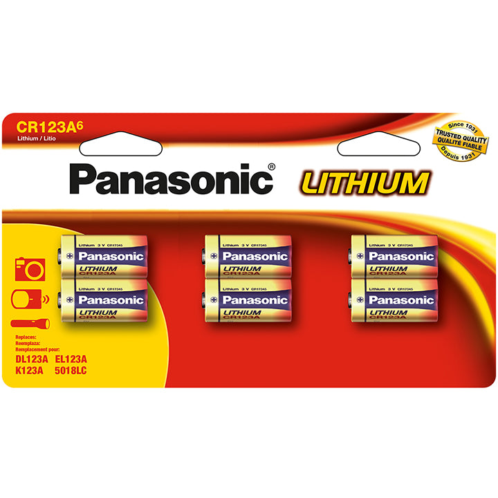  Panasonic CR123PA6B CR123A Lithium (6-Pack) 