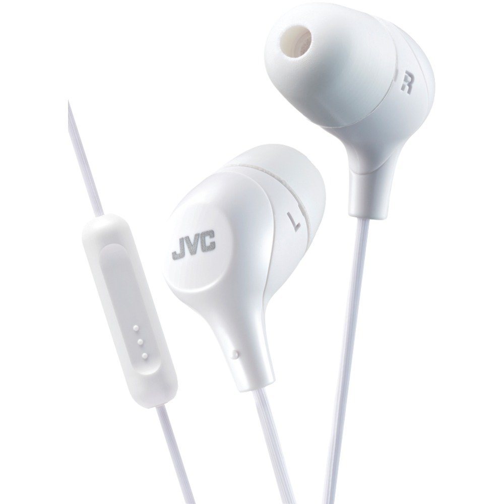  JVC HAFX38MW Marshmallow Inner-Ear Headphones w/Microphone (White) 