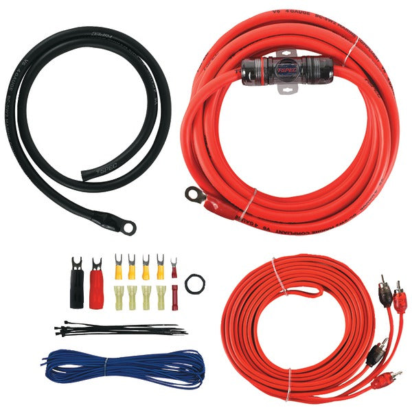  TSpec V6RAK4 v6 SERIES Amp Installation Kit with RCA Cables (4 Gauge) 