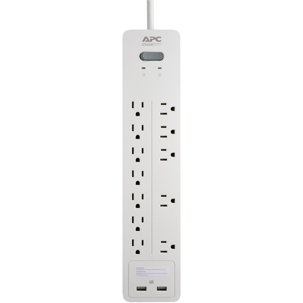  APC PH12U2W Home Office SurgeArrest® 12-Outlet Power Strip with 2 USB Ports 