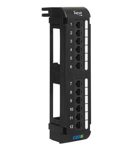  Icc ICMPP12V60 Patch Panel, Vertical, Cat 6, 12-port 