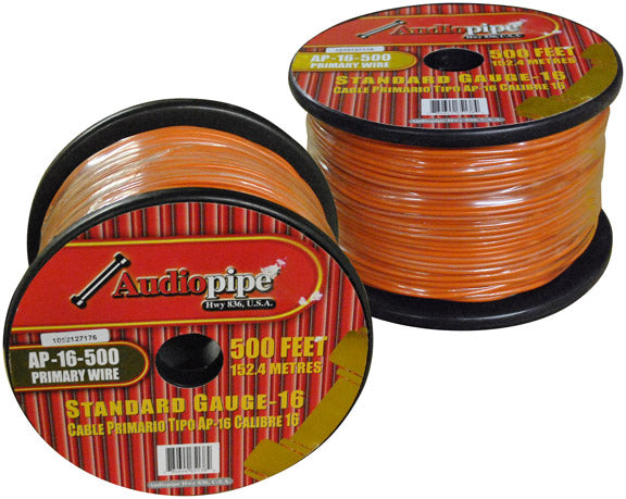  Audiopipe AP16500OR 16 Gauge 500Ft Primary Wire Orange 