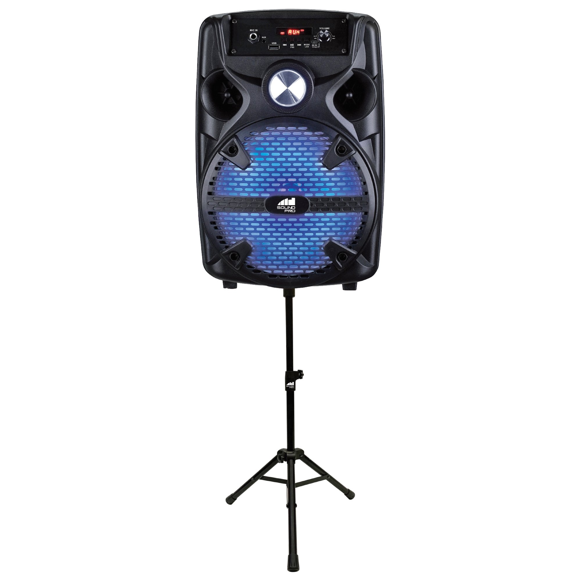  NAXA NDS-8010 Sound Pro 8" 2000W Portable BT Speaker w/Lights Stand & Microphone 