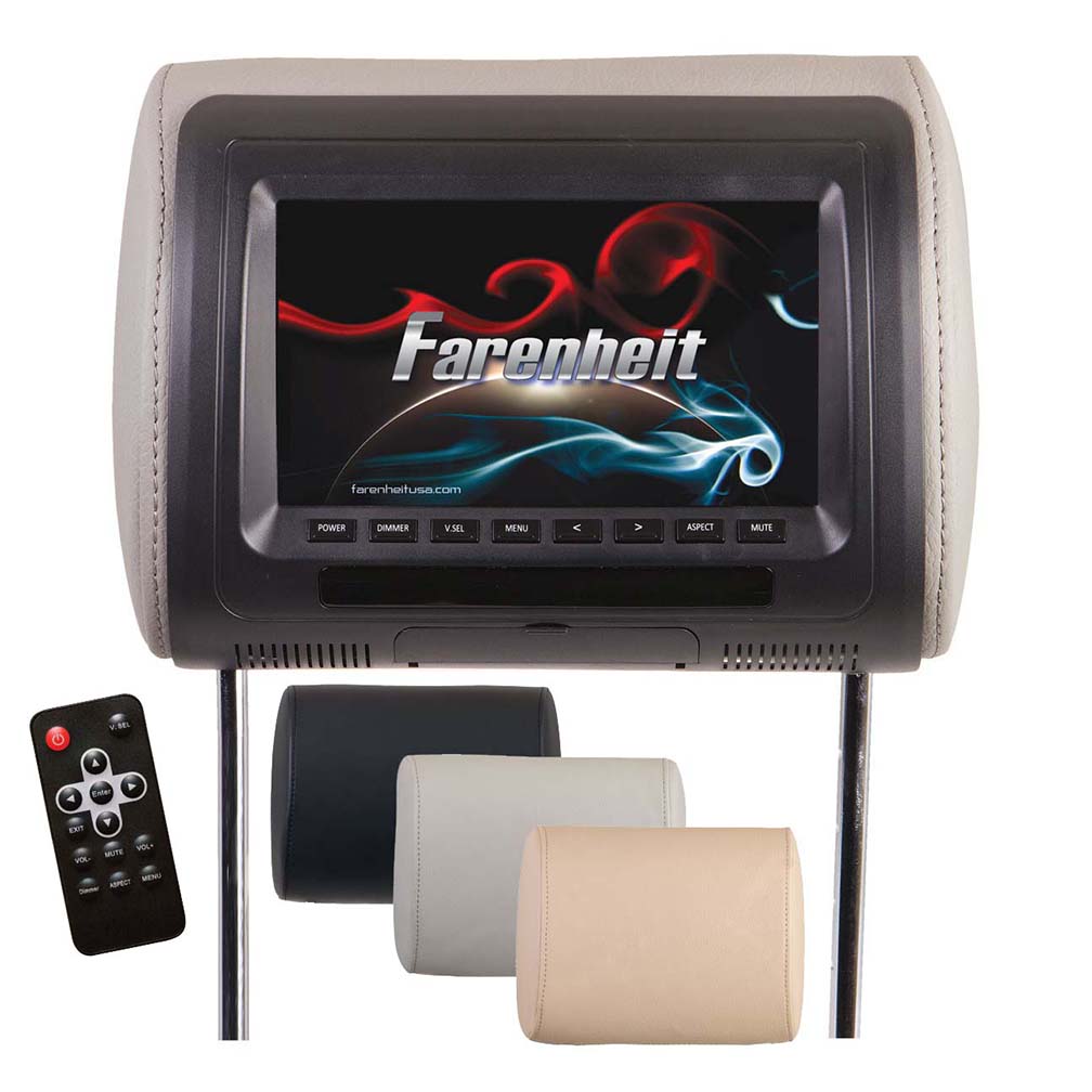  Farenheit HR71CC Universal 7 Headrest (Single) w/3 Color Skins & IR Transmitter 