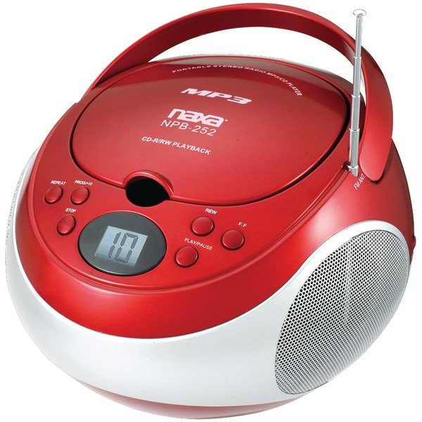  Naxa NPB252RD Portable CD/MP3 Players w/AM/FM Stereo (Red) 