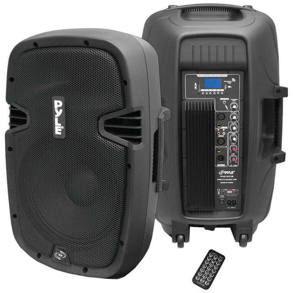  Pyle PPHP1537UB 15" 1200 Watt 2 Way Bluetooth PA Speaker System w/ Sound Recording Ability 