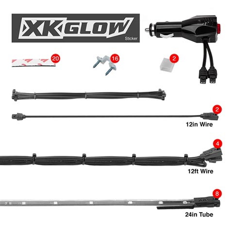  XKGlow XK041002W LED Underbody Accent Light Kit with 8 24 Tubes White 