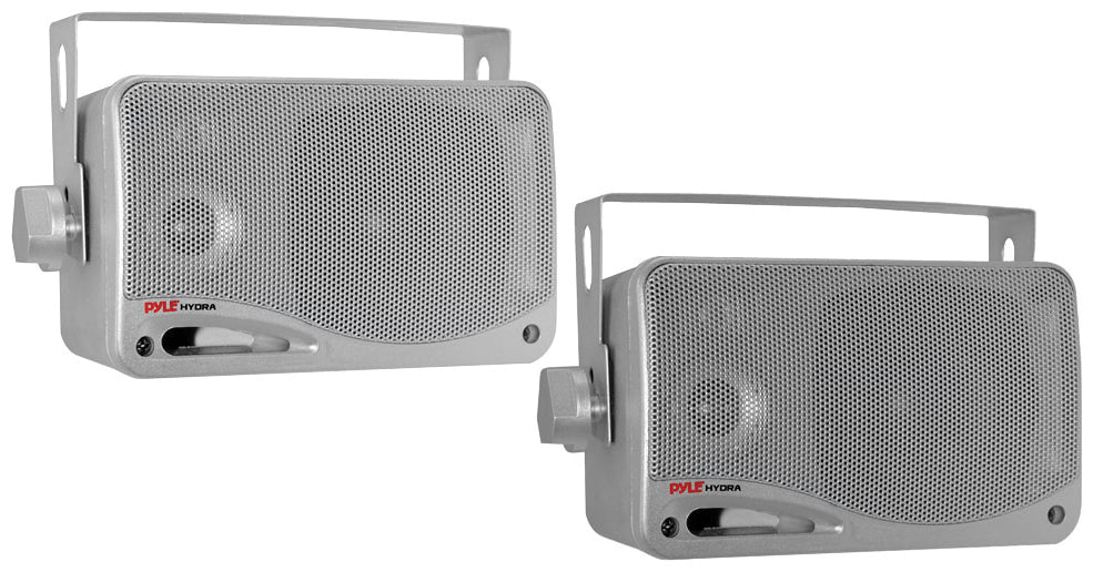  Pyle PLMR24S 3.5'' 200 Watt 3-Way Silver Weather Proof Mini Box Speaker System 