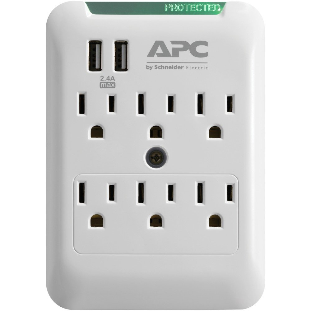  APC PE6WU2 Essential SurgeArrest® 6-Outlet Wall Tap with 2 USB Charging Ports 