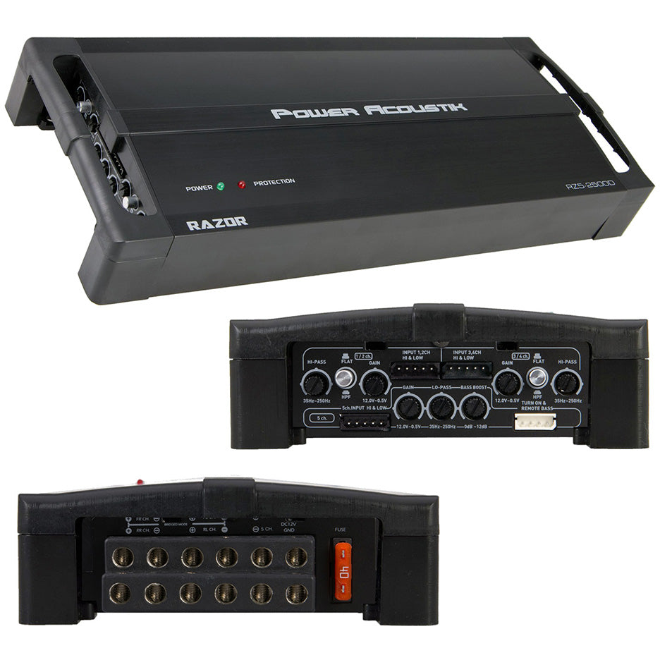  Power Acoustik RZ5-2500D - 2500 Watt 5-Channel Car Audio Amplifier 