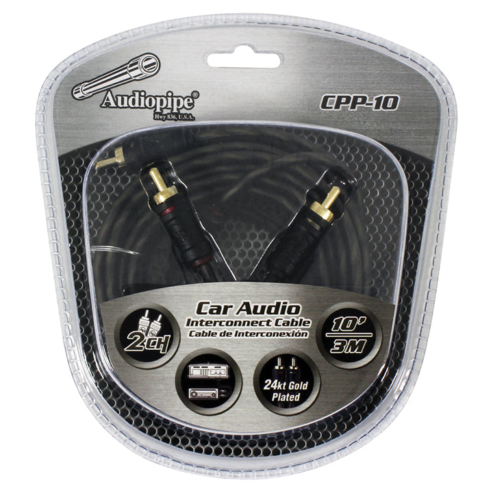  Audiopipe CPP10 10 foot ft Gold Plated Interconnect Cable 