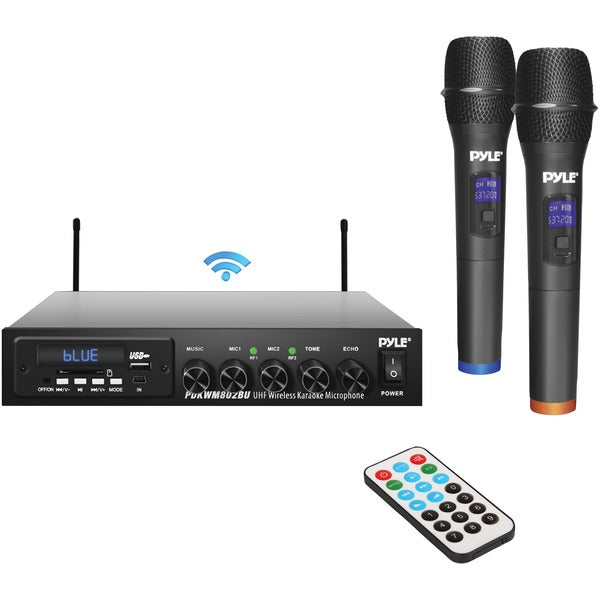  Pyle PDKWM802BU Wireless Microphone & Bluetooth(R) Receiver System 