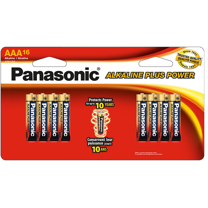  Panasonic Alkaline Size AAA Plus Power (16-Pack) LR03PA16BH 