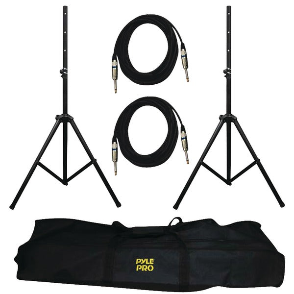  Pyle Pro PMDK102 Heavy-Duty Aluminum Dual Speaker Stand and 1/4'' Phono Cable Kit 