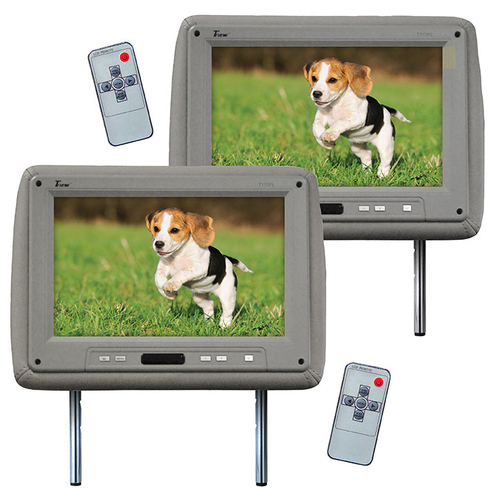  Tview T110PLGR 11.2" Grey Headrest Monitor Pair w/ Remotes 