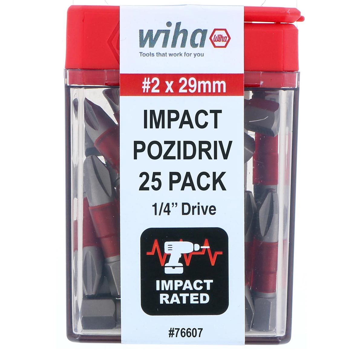  Wiha 76607 #2 Pozidriv 1-Inch Terminator Impact Bits – 25 Pack 