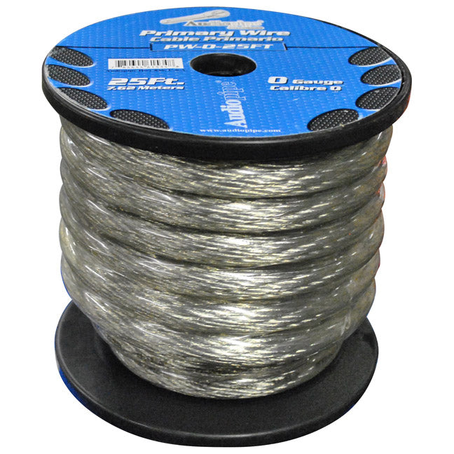  AudioPipe PW025SILVER 25 ft. Roll 0 Gauge Power Wire 4 - Silver 