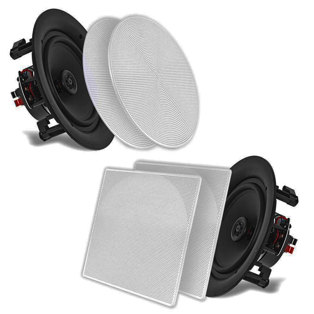  Pyle PDIC106 10" In-Wall / In-Ceiling Dual Stereo Speakers 250 Watt 2-Way Flush Mount White (Pair) 