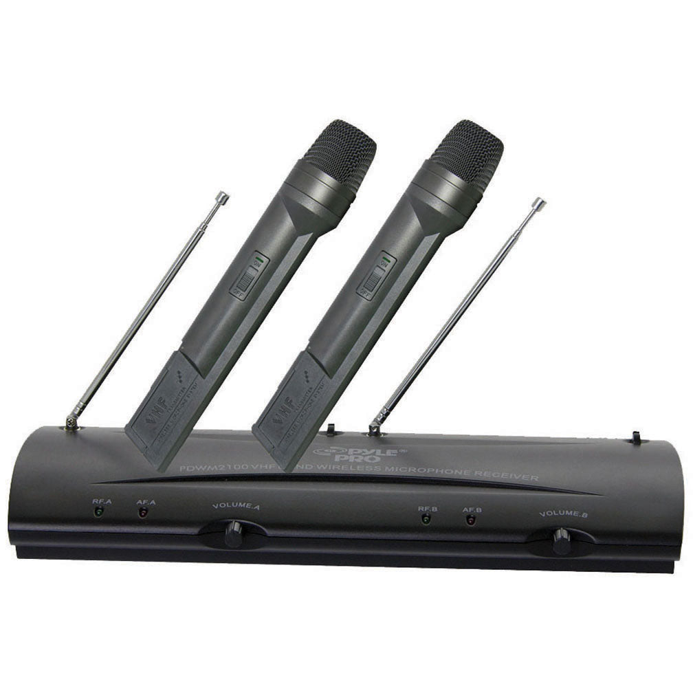  Pyle PDWM2100 Professional Dual VHF Wireless Handheld Microphone System 