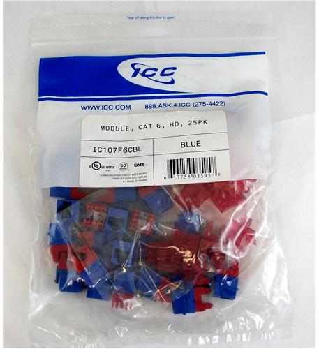  Icc IC107F6CBL Module, Cat 6, Hd, 25pk, Blue 