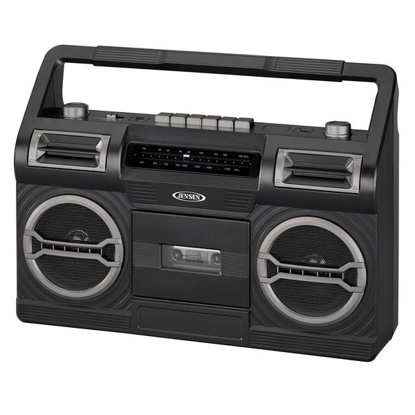  JENSEN MCR-500 Cassette Player/Recorder/Radio Boom Box, Black, MCR-500 