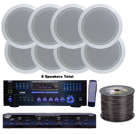  4 Room Home In-Ceiling Speakers W/DVD/MP3 Amp System 