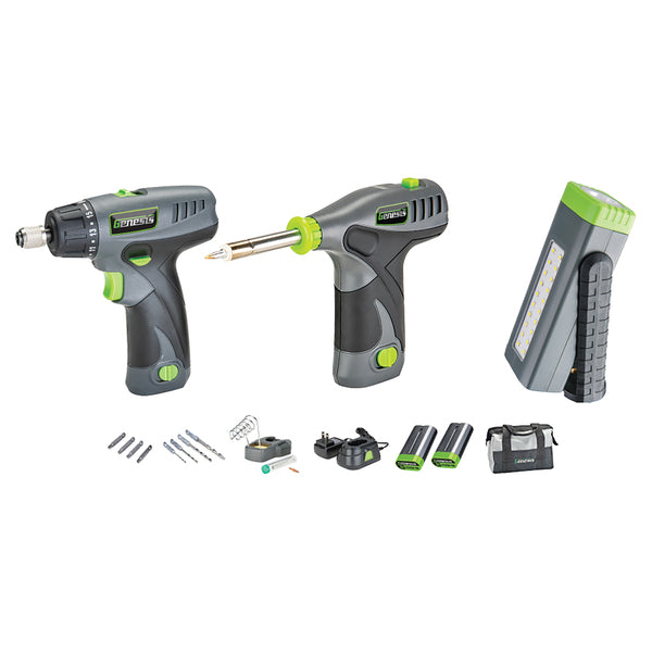  Genesis GL0831CK2 8-Volt Li-Ion 3-Piece Cordless Tool Kit with Screwdriver 