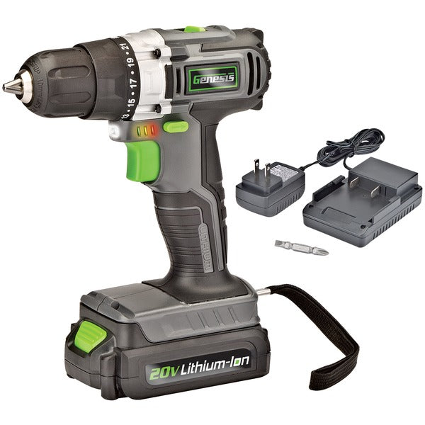  Genesis GLCD2038A 20-Volt Cordless Li-Ion 2-Speed Drill/Driver 