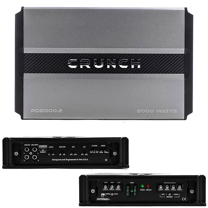  Crunch PD 2000.2 Power Drive Bridgeable Amplifier 2000 Watts Max Class Ab 2-channel 