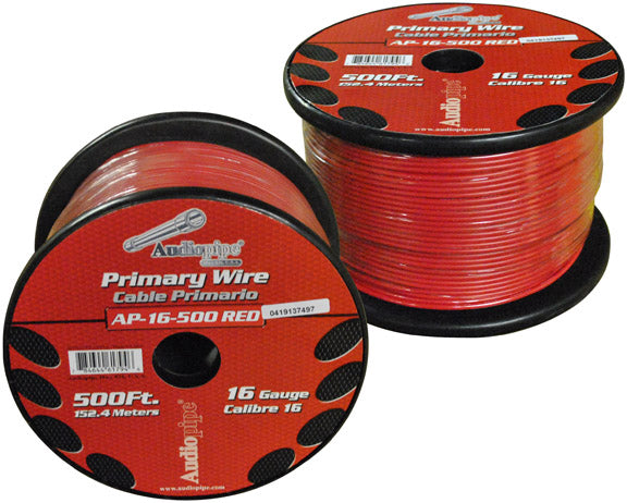  Audiopipe AP16500RD 16 Gauge 500Ft Primary Wire Red 