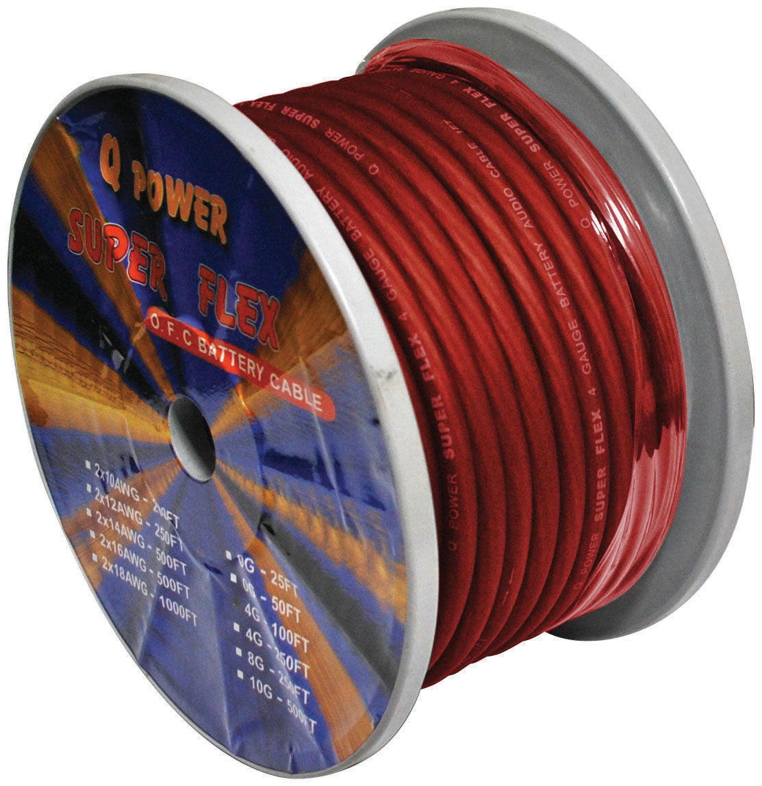  Q Power 0RED50 50' foot Spool 0 Gauge Red Power Wire 