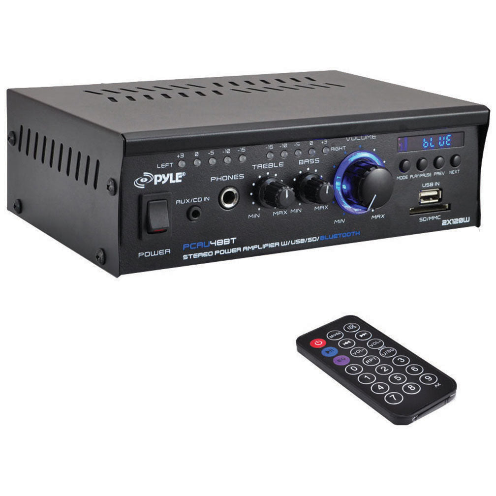  Pyle PCAU48BT Bluetooth Mini Blue Series Stereo Power Amplifier 