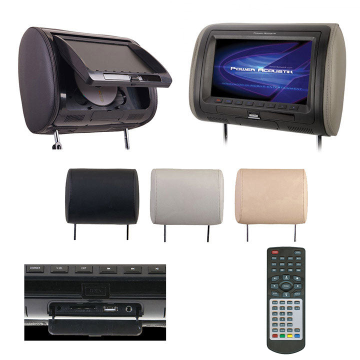  POWER ACOUSTIK HDVD-71CC 7-Inch Universal Replacement Headrest with DVD player 