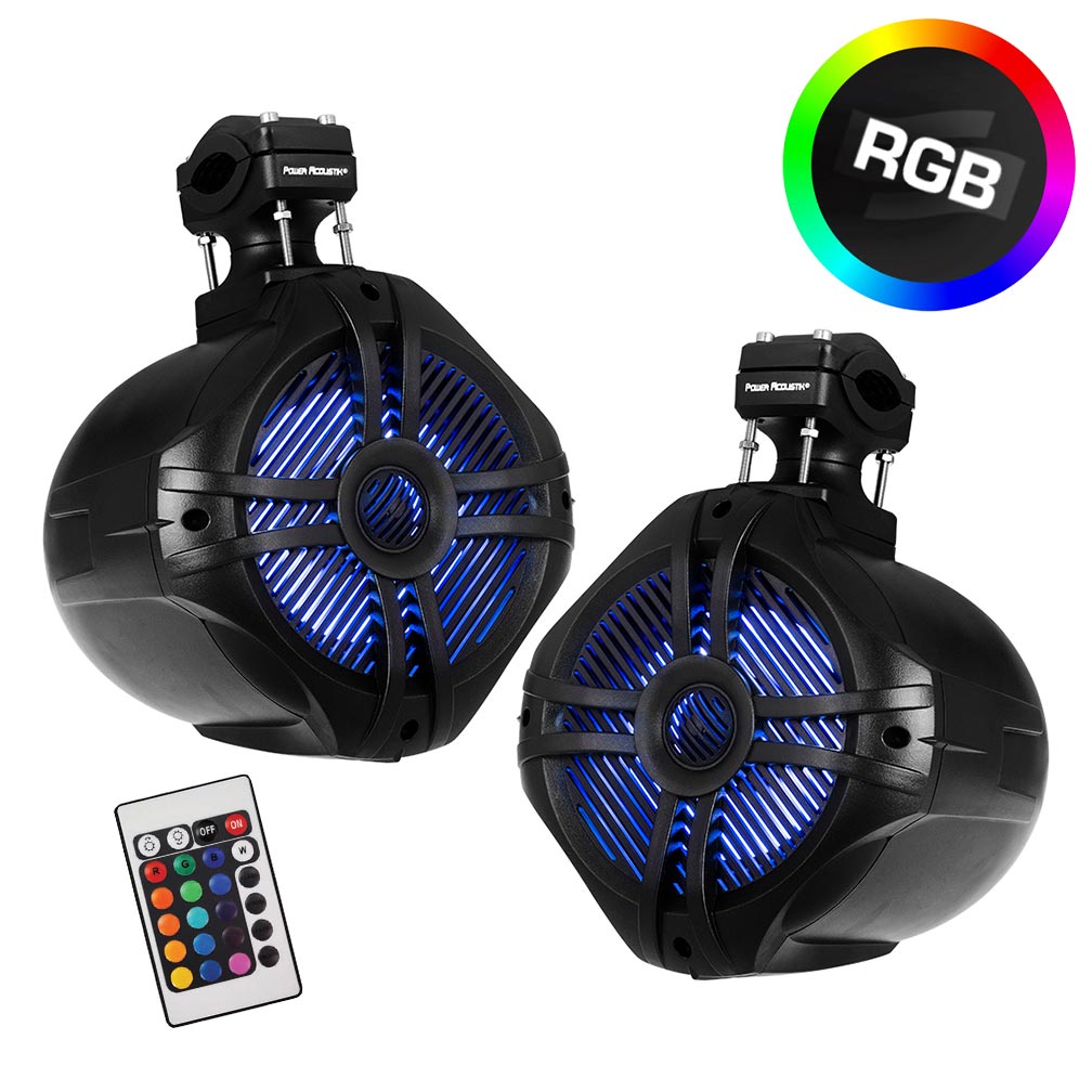  Power Acoustik MWT65BL Marine 6.5 2-Way Wakeboard Speakers w/RGB LED 