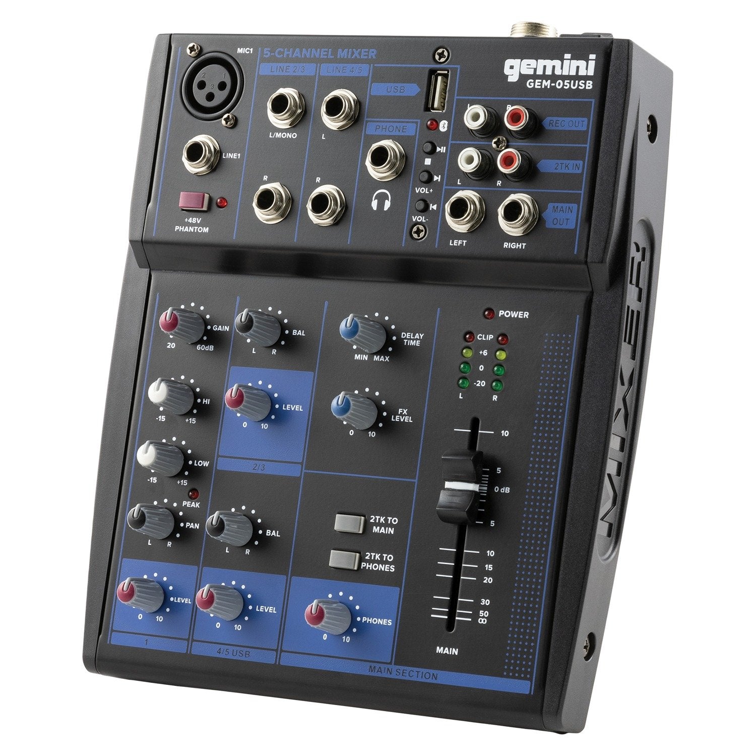  Gemini GEM-05USB Compact 5-Channel Bluetooth Audio Mixer 